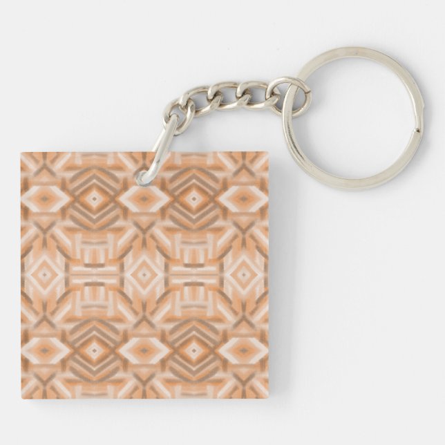 Staccato Orange Abstract Soft Pastel Art Key Ring (Back)