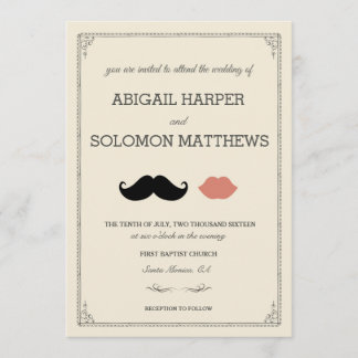 stache + kiss — Moustache & Lips Wedding Invitatio Invitation