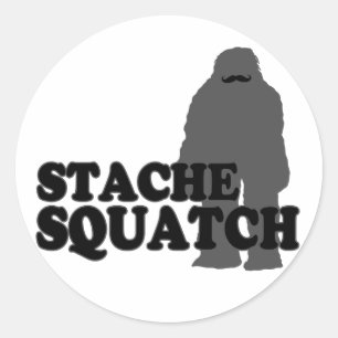 Stache Squatch Classic Round Sticker