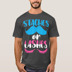 Staches Or Lashes Cute Gender Reveal Funny Baby S T-Shirt