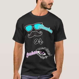 Staches or Lashes Mum Dad Gender Reveal Baby Showe T-Shirt