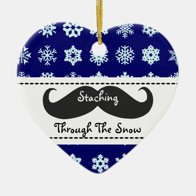 Staching through the snow at Christmas Ceramic Tree Decoration (Front)