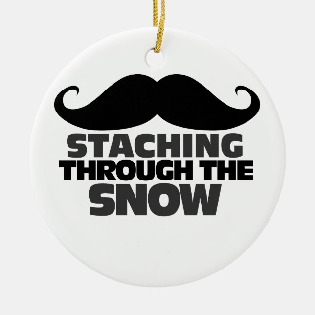 Staching through the Snow Ceramic Tree Decoration (Front)