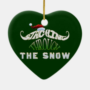 Staching Through the Snow Ceramic Tree Decoration