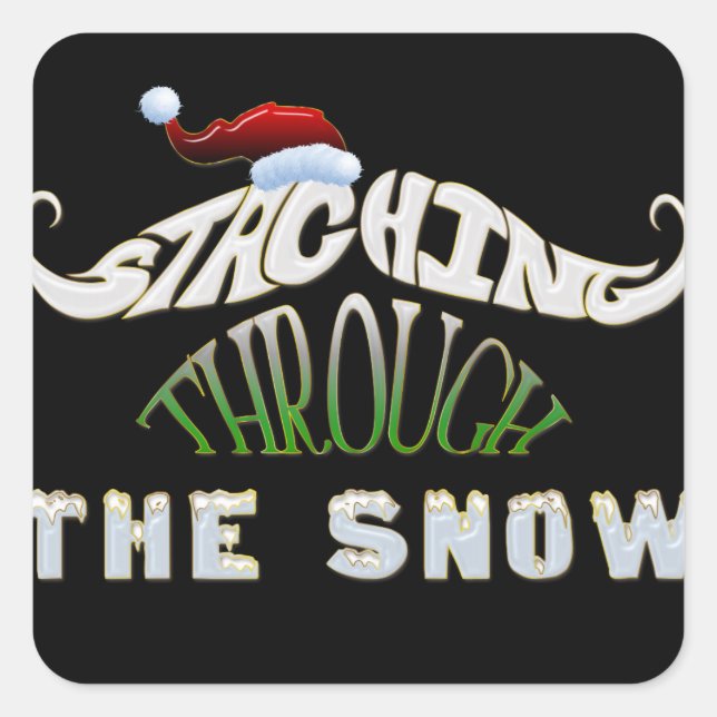 Staching Through the Snow Square Sticker (Front)