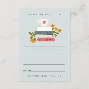 Stack Books Floral Advice For Bride Bridal Shower Enclosure Card