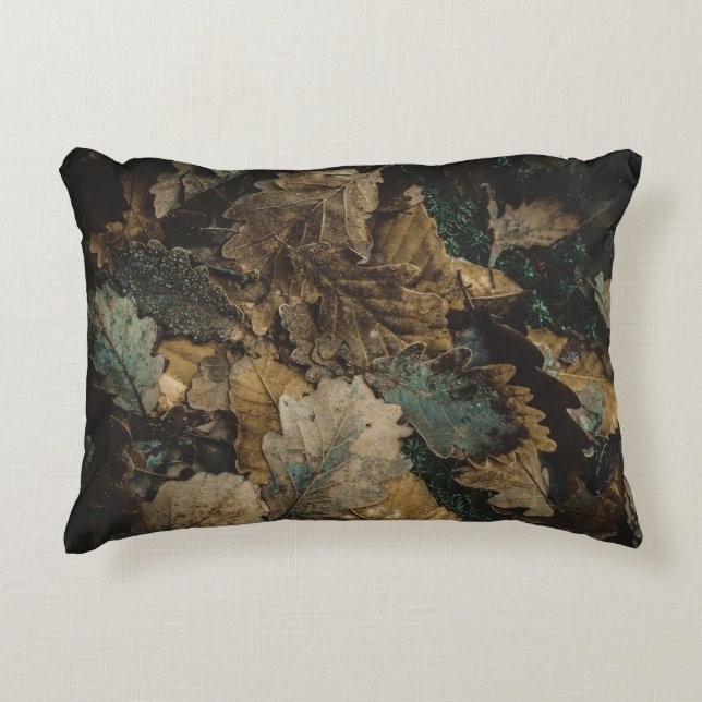 Stack of assorted leaves photo decorative cushion (Front)