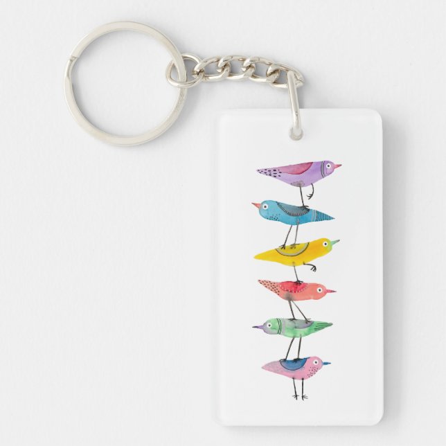 Stack of Birds Key Ring (Front)