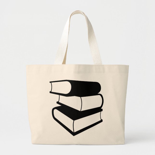 Stack Of Black Books Large Tote Bag (Front)