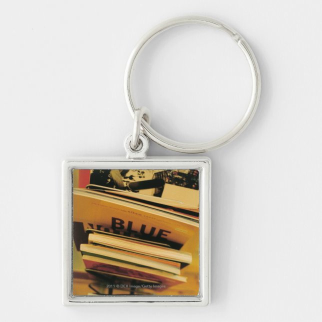 Stack of books and magazines key ring (Front)