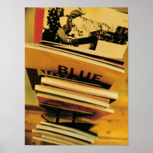 Stack of books and magazines poster