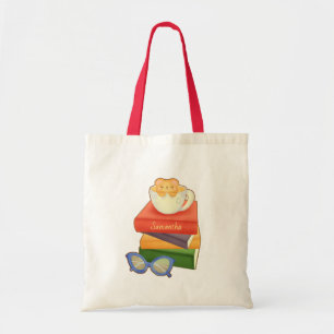 Stack Of Books And Tea Cup Bear Tote Bag