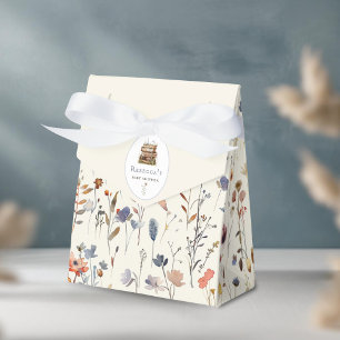 Stack of books baby shower watercolor, wildflower favour box