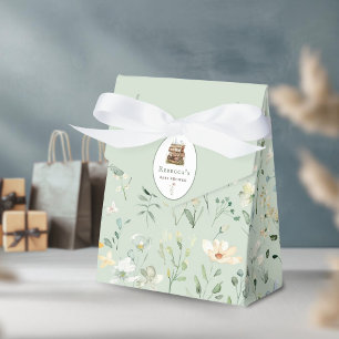 Stack of books baby shower watercolor, wildflower favour box