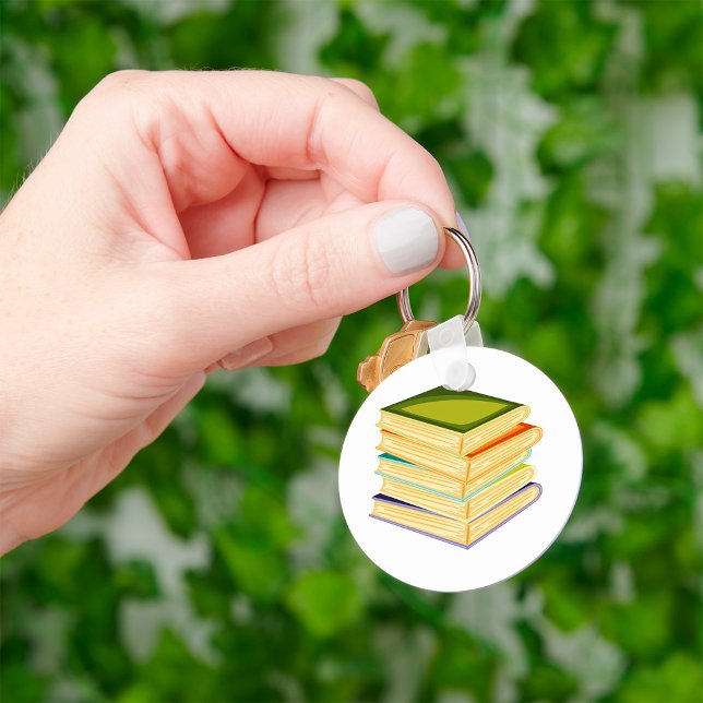 Stack of Books Book Lover Art and Reading  Key Ring (Creator Uploaded)