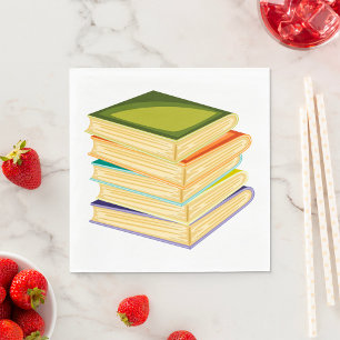 Stack of Books Book Lover Art and Reading  Napkin
