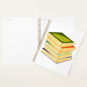 Stack of Books Book Lover Art and Reading  Planner