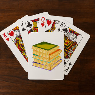 Stack of Books Book Lover Art and Reading Playing Cards