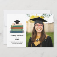 Stack of Books Book Smart Graduation Announcement