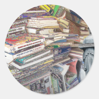Stack of Books Classic Round Sticker