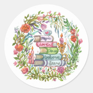 Stack of Books Classic Round Sticker