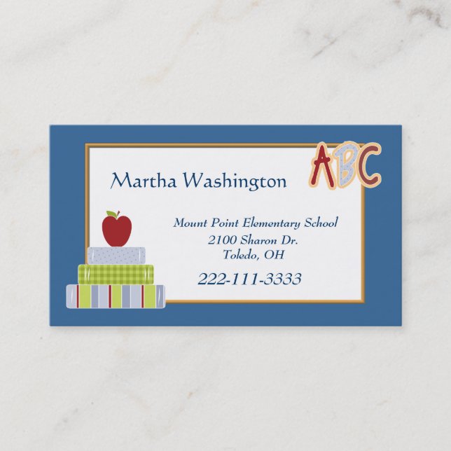 Stack of Books Custom Teachers Business Card (Front)
