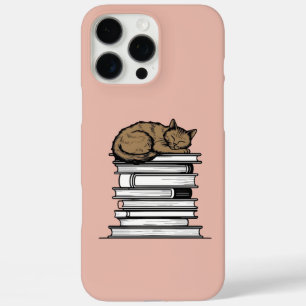 Stack of Books with Sleeping Cat – Cosy iPhone 16 Pro Max Case