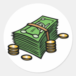 Stack of Cash with Coins Money Classic Round Sticker
