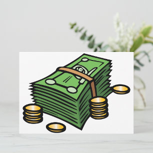 Stack of Cash with Coins Money Invitation