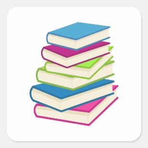 Stack Of Colorful Books Square Sticker