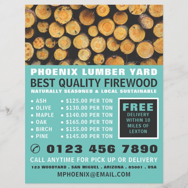 Stack of Firewood, Lumber/Timber/Wood Yard Flyer (Front)
