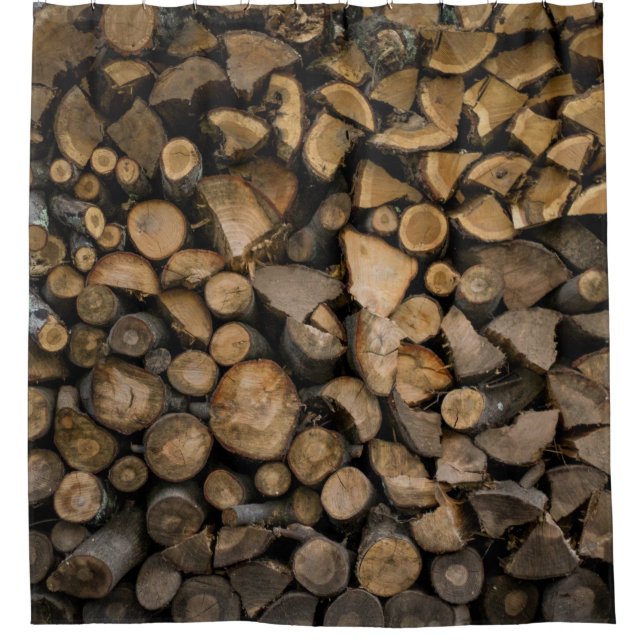 Stack of firewoods shower curtain (Front)