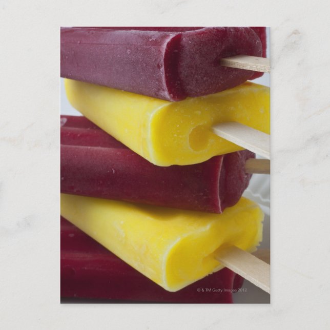 Stack of frozen ice pops, ice cream on a stick postcard (Front)