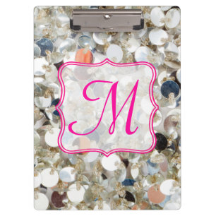 Stack of Glitter Monogram Initial Clip Board
