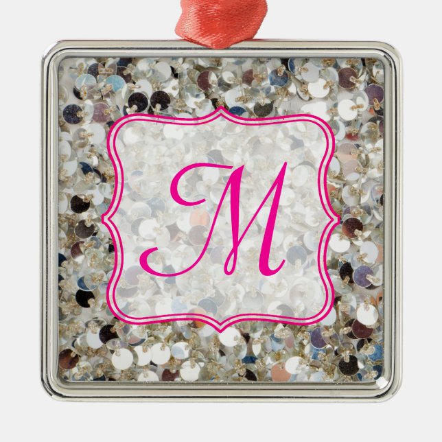 Stack of Glitter Monogram Initial Ornament (Front)