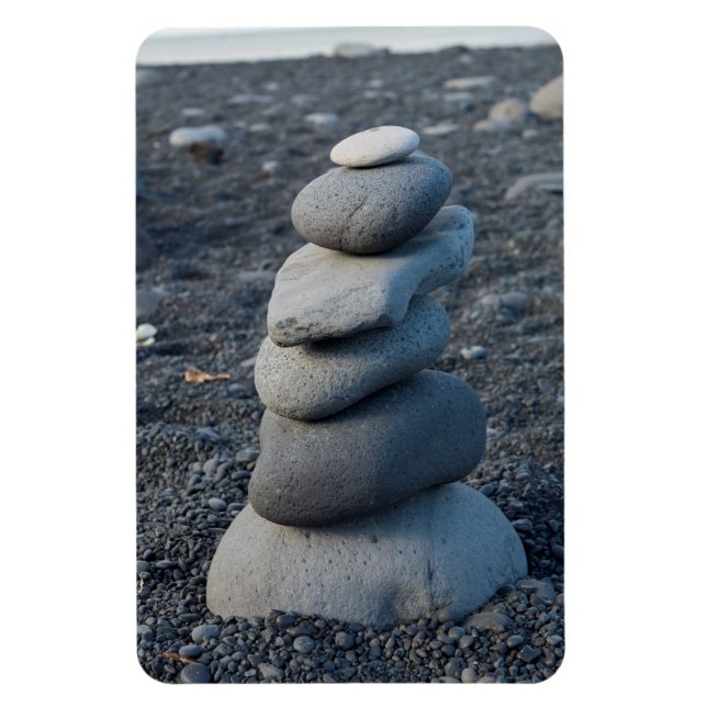 Stack Of Grey Rocks On Beach Magnet (Vertical)