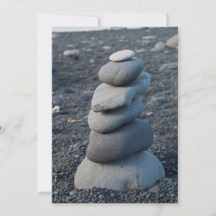 Stack Of Grey Rocks On Beach Thank You Card