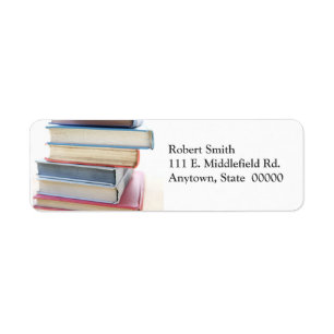 Stack of old used books address labels