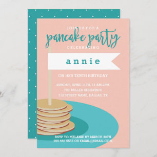 Stack of Pancakes   Birthday Party Invitation