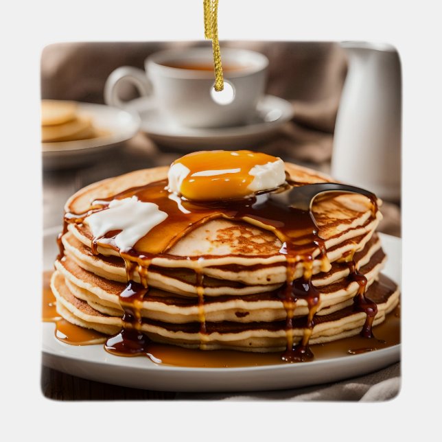 Stack Of Pancakes Ceramic Ornament (Front)