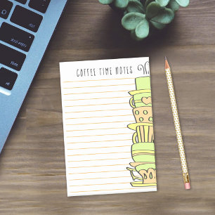 Stack of Playful Leaning Pastel Coffee Cups Post-it Notes