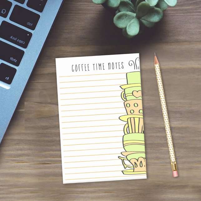 Stack of Playful Leaning Pastel Coffee Cups Post-it Notes (Creator Uploaded)