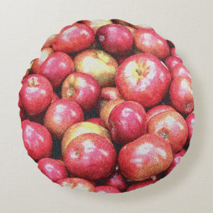 "Stack of Red Apples Fruit" Cute Photo. Buy Now Round Cushion