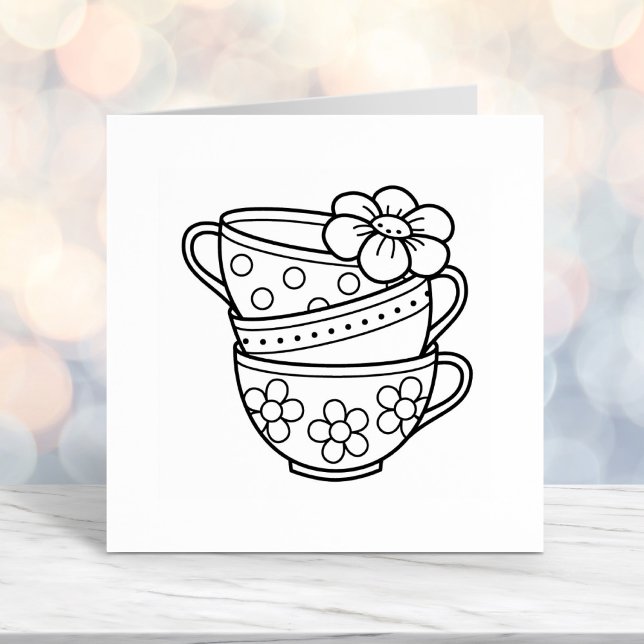 Stack of Teacups Self-inking Stamp (Creator Uploaded)