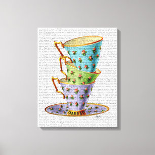 Stack Of Three Vintage Teacups Canvas Print