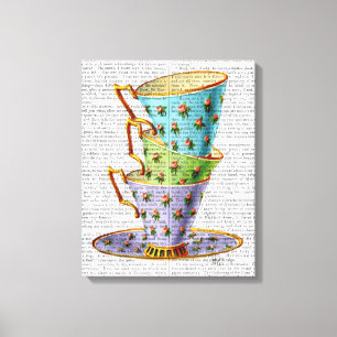 Stack Of Three Vintage Teacups Canvas Print