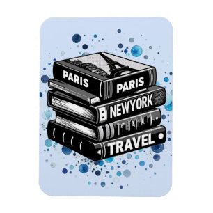 Stack of Travel Books Magnet