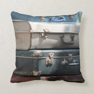 Stack of Vintage Suitcases Cushion