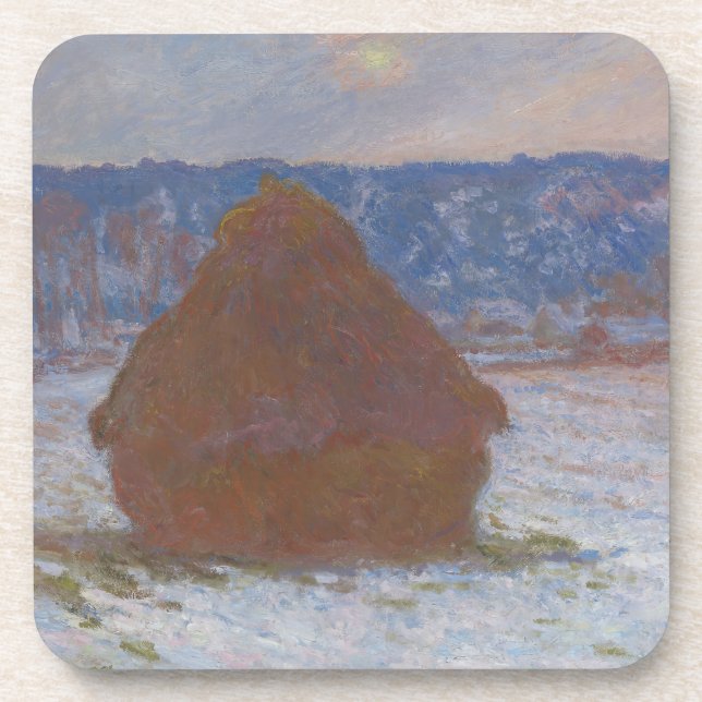 Stack of Wheat (Snow Effect, Overcast Day) (1890-9 Coaster (Front)