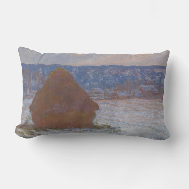 Stack of Wheat (Snow Effect, Overcast Day) (1890-9 Lumbar Cushion (Front)